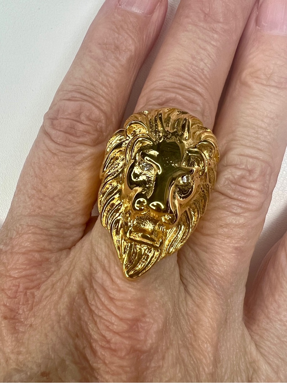 Vintage Gold Lion Head Statement Ring - Vintage - Picture 5 of 7